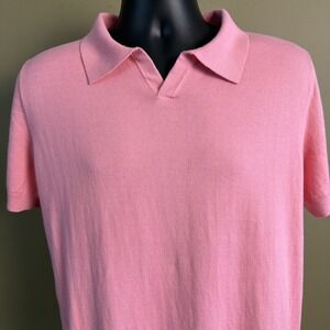 Postmarc Men's L Johnny Collar Knitted Polo 100% Light Weight Cotton Pink